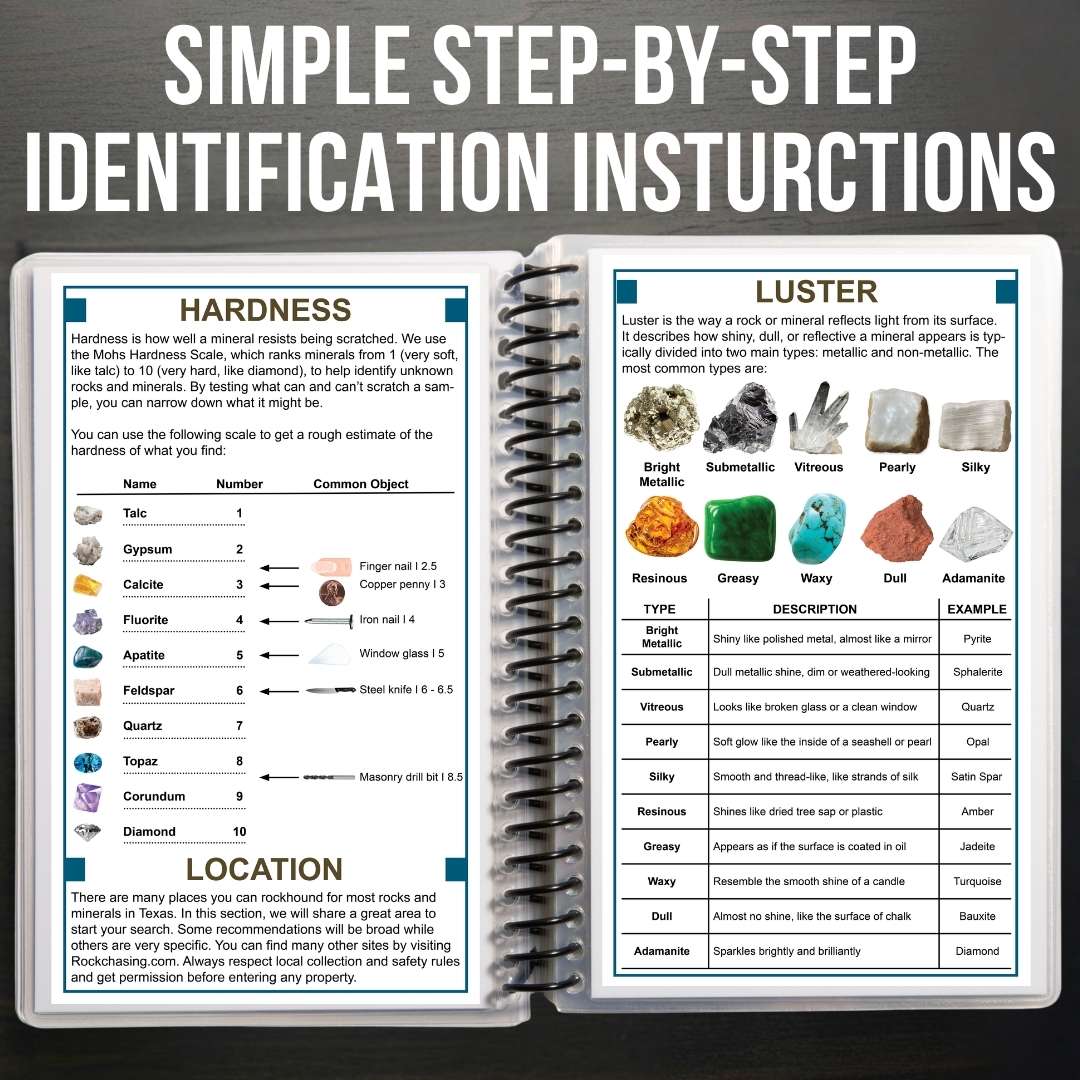 The field guide spread open showing identification instructions
